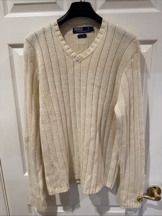 Polo Ralph Lauren Other - Polo by Ralph Lauren Cream Cable Rib V-Neck Sweater - Men